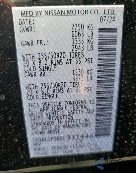 2025 Infiniti Qx60 Luxe from USA, damaged, VIN 5N1AL1FS6SC331446